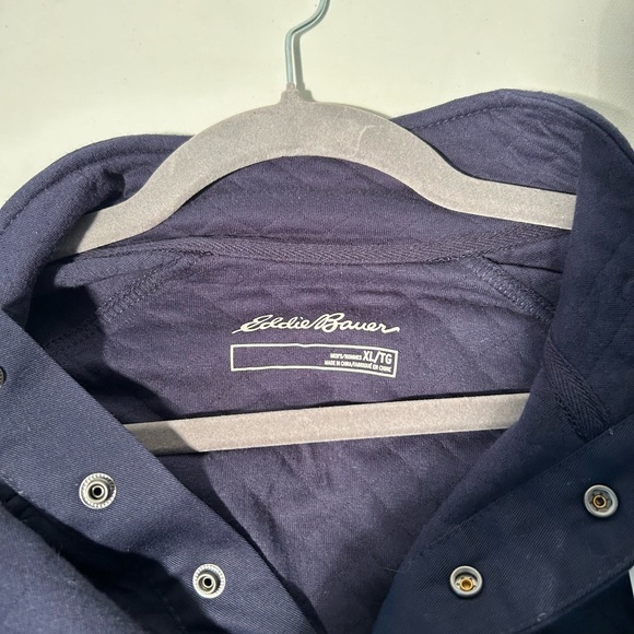 EDDIE BAUER  Long-Sleeve Quilted 1/4 Snap Shirt Navy-Blue Size XL New with Tags - Picture 3 of 4